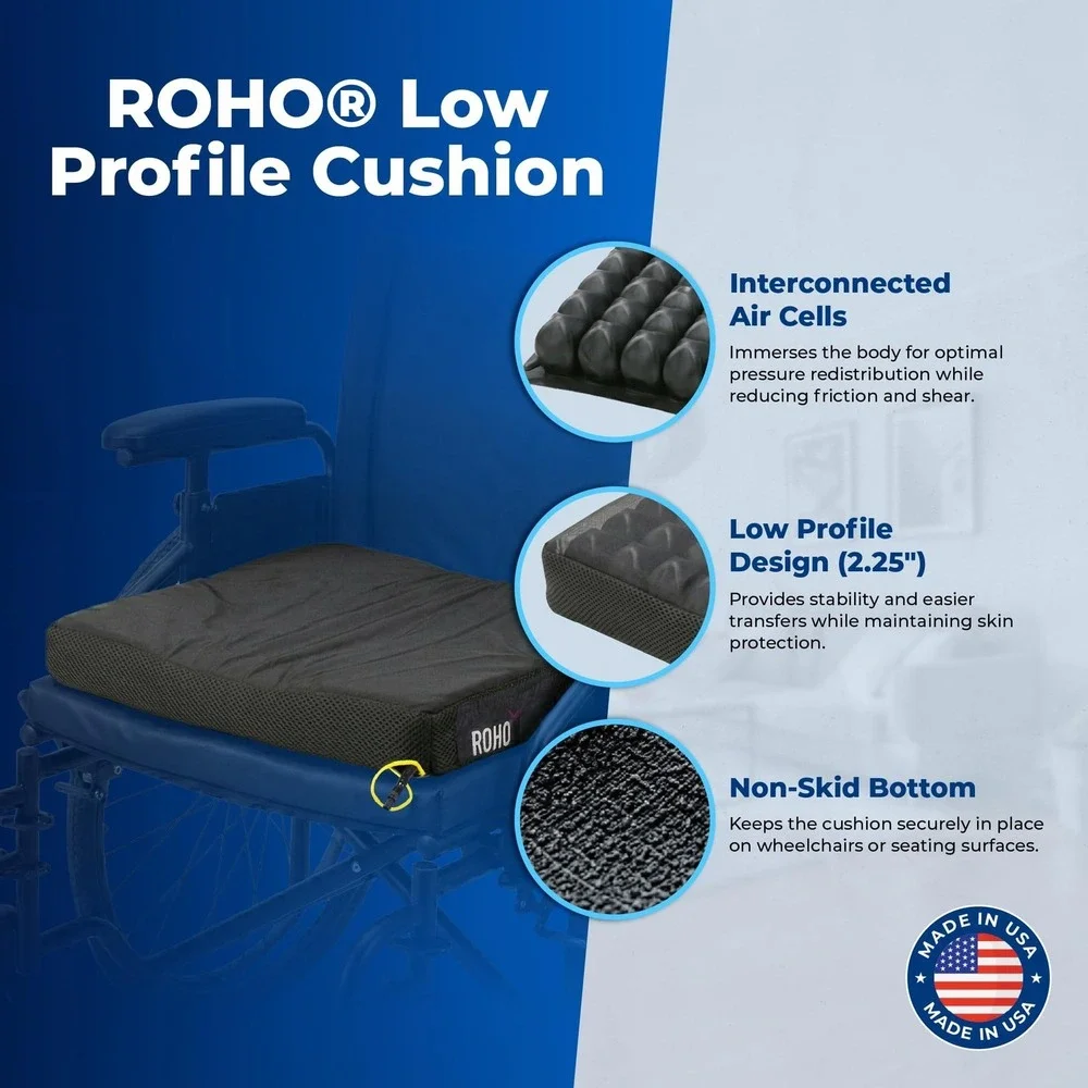 ROHO Low Profile Air Cushion 23.5x18.25x2.25 Wheelchair Seat Pad Pressure Relief